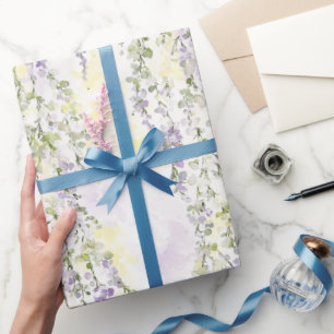 Romantische lavendelgroene bloemen bruidsdouche cadeaupapier
