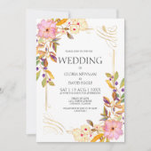 Romantische lente bloemenbruiloft uitnodiging (Voorkant)