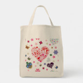 Romantische lente Blush Pink Heart Flowers Tote Bag (Achterkant)