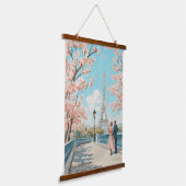 Romantische lente in Parijs Hangend Wandkleed (Gebogen)