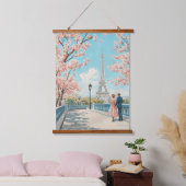 Romantische lente in Parijs Hangend Wandkleed (Slaapkamer)