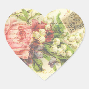 romantische letter roze roos hart sticker