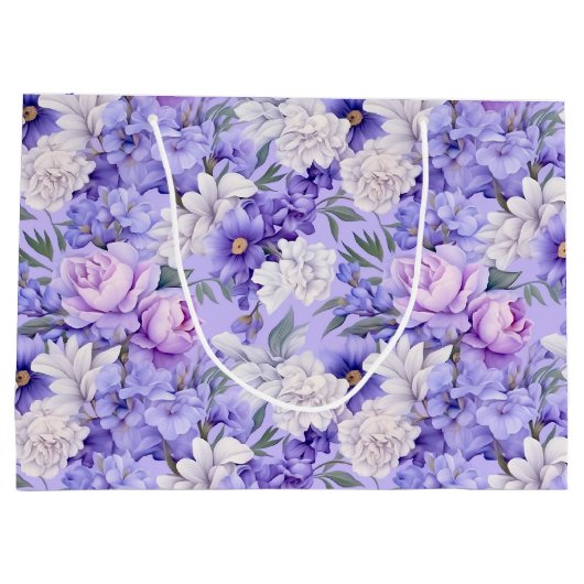 Romantische lichte paarse bloemen groot cadeauzakje (Achterkant)