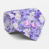 Romantische lichte paarse bloemen stropdas (Opgerold)