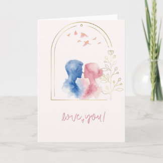 Romantische Liebeskarte mit Paar im Aquarell-Stil  Kaart