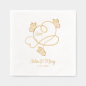 Romantische liefde en vlinders Aangepaste namen Da Folie Servetten (Voorkant)