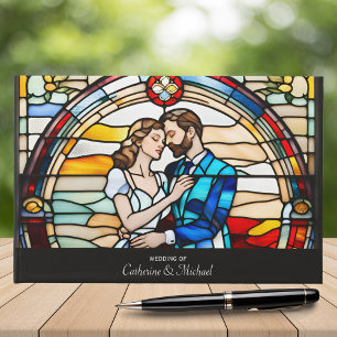 Romantische liefde Glas in lood stijl Europese bru Gastenboek