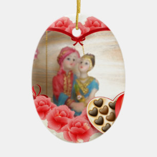 Romantische liefde Hart Art Print Keramisch Ornament