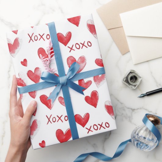 Romantische liefde hart XOXO bruiloft Cadeaupapier (Geschenken)