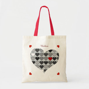 romantische liefde harten rood gepersonaliseerd tote bag