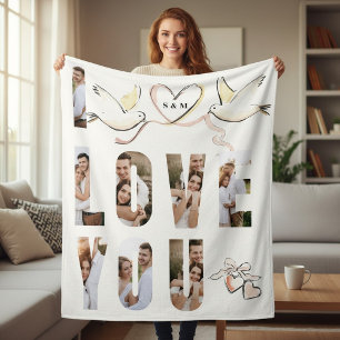 Romantische Liefde Jouw Fotocollage Fleece Deken