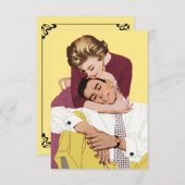 Romantische liefde, Retro Romance RSVP Kaartje (Voorkant / Achterkant)