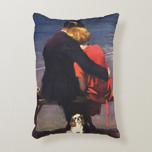  Romantische liefde, Romance op het strand Accent Kussen (Voorkant(Verticaal))