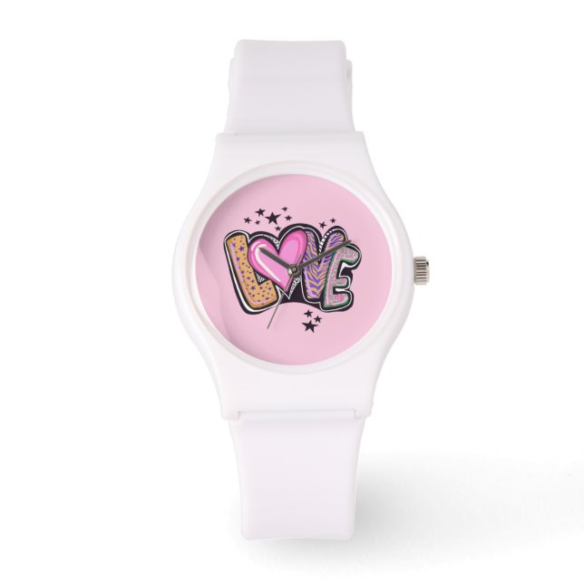 Romantische liefde roze horloge (Voorkant)