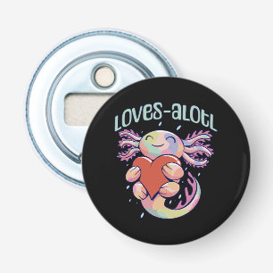 Romantische Liefdes - gelukkige axolotl Button Flesopener