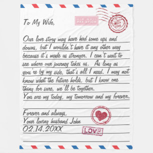 Romantische liefdesbrief Valentijnsdag Jubileum Fleece Deken