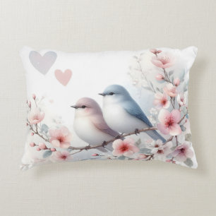 Romantische Liefdesvogels Kersenbloesemtak Accent Kussen