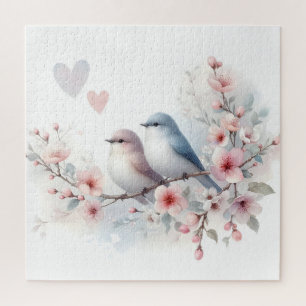 Romantische Liefdesvogels Kersenbloesemtak Legpuzzel