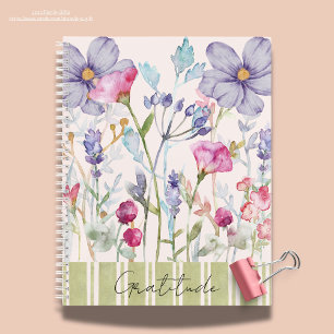 Romantische lieve waterverf wilde bloemen Dankbaar Notitieboek
