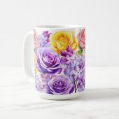 Romantische Lila Bloemen & Rozen Koffiemok (Voorkant links)