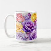 Romantische Lila Bloemen & Rozen Koffiemok (Links)