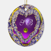 ROMANTISCHE LILA HARTPHOTO-MONOGRAM KERAMISCH ORNAMENT (Links)