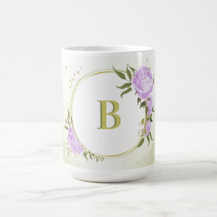 romantische lila paarse bloemen groen trouwfeest koffiemok