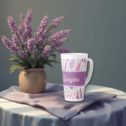 Romantische lila roze Pastel Botanische Spring Mea Latte Mok