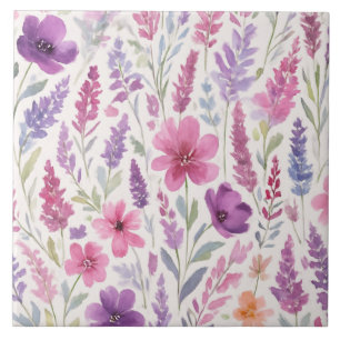 Romantische lila roze Pastel Botanische Spring Mea Tegeltje