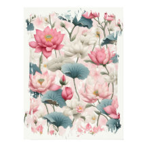 Romantische Lotus in Roze, Crème en Zacht Groen