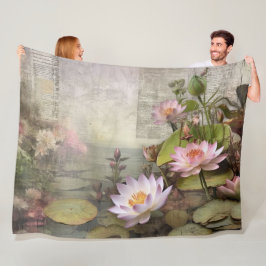 Romantische Lotus Reverie Roze Bloemen Elegantie Fleece Deken