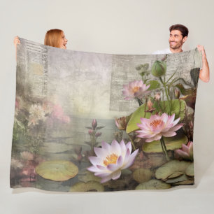 Romantische Lotus Reverie Roze Bloemen Elegantie Fleece Deken