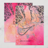 ROMANTISCHE LOVERS, ROMANCE IN PINK FUCHSIA SPARKL KAART (Voorkant / Achterkant)