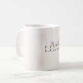 Romantische Luxe Mok– Pastel Bloemen LIEFDE Koffiemok (Voorkant links)