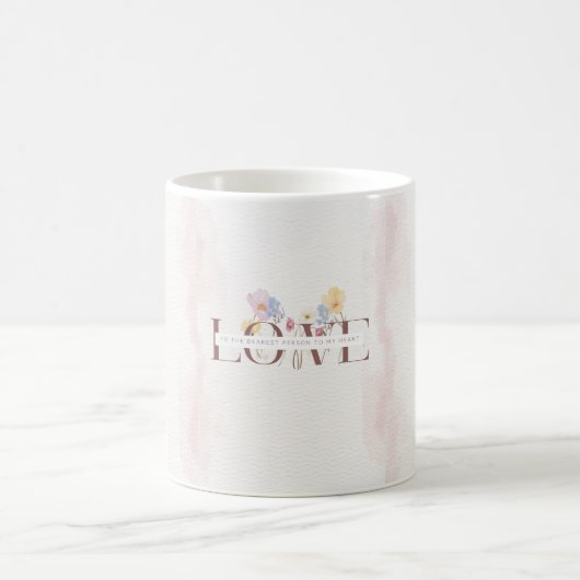 Romantische Luxe Mok– Pastel Bloemen LIEFDE Koffiemok (Center)