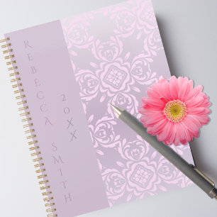 Romantische luxe stijlvolle lichtroze damastpatroo planner