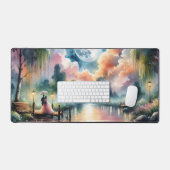 Romantische maanlicht Waterverf nachtscène Bureaumat (Keyboard & Muis)