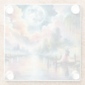Romantische maanlicht Waterverf nachtscène Glazen Onderzetter (Achterkant)