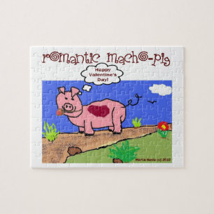 Romantische Macho Pig Puzzel beroemd gemaakt door