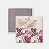 Romantische Magnolia's Magneet (Voorkant / Achterkant)