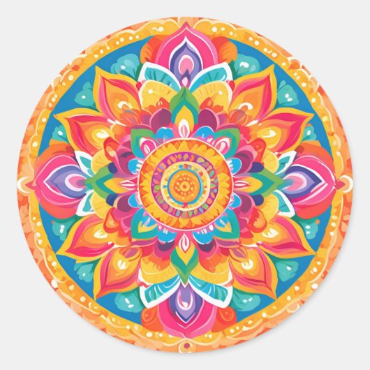 Romantische mandala ronde sticker (Voorkant)
