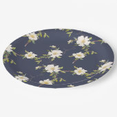 Romantische marine blauw wit bloemenbruiloft papieren bordje (Gekanteld)