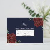 Romantische marine en rode rozenweduwen RSVP (Staand voorkant)