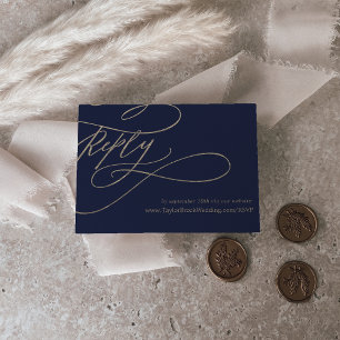 Romantische Marine Goud Afdrukbare Bruiloft Websit Kaart