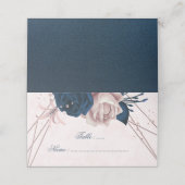 Romantische marine & roze bloemen (Buitenkant ongevouwen)