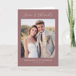 Romantische Maroon Klassieke Foto Bedankkaart