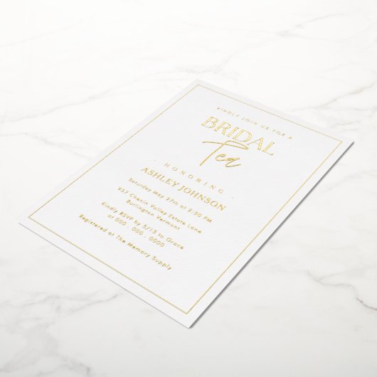 Romantische minimalistische gouden script bruids t folie uitnodiging (Gedraaid)