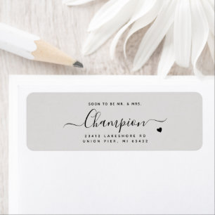 Romantische Minimalistische Script Duifgrijze Huwe Etiket
