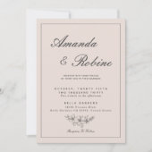 Romantische moderne Blush Roze bruiloft uitnodigin Kaart (Voorkant)