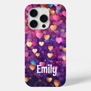 Romantische Moderne Liefde Harten Gepersonaliseerd iPhone 15 Pro Case